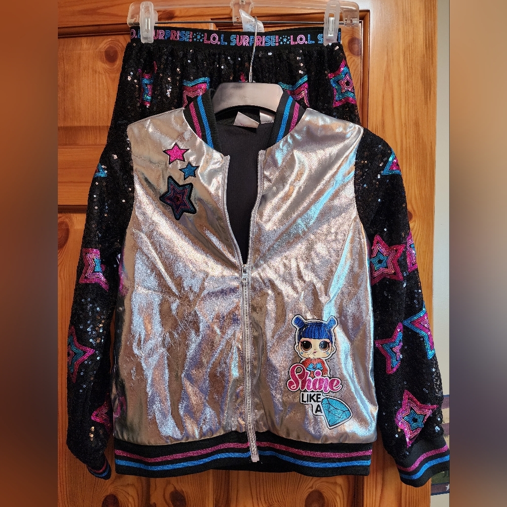 Silver and Black LOL Surprise Jacket and Skirt Set, Girls Size 10-12